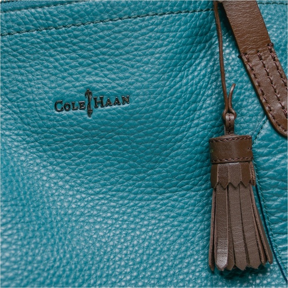 COLE HAAN Pebbled Leather Tote Bag with Tassel - Picture 6 of 15